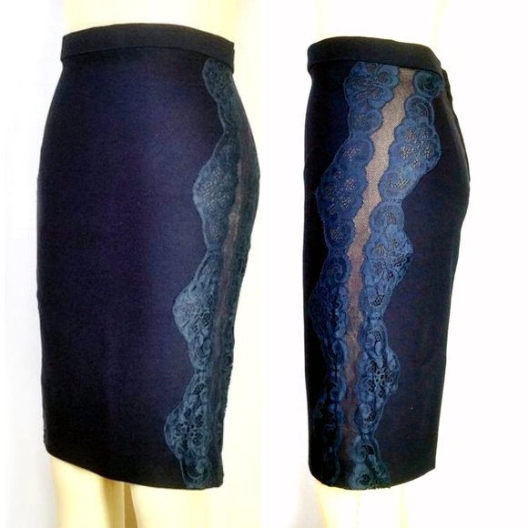 Stella McCartney Dresses & Skirts - Stella McCartney Pencil Skirt Blue Lace Sheer Mesh